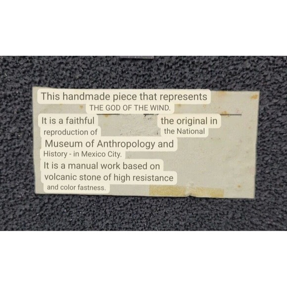 Aztec God of Wind Mythological God Ehecatl Volcanic Stone 3D Wall Art Mexico - Picture 13 of 13